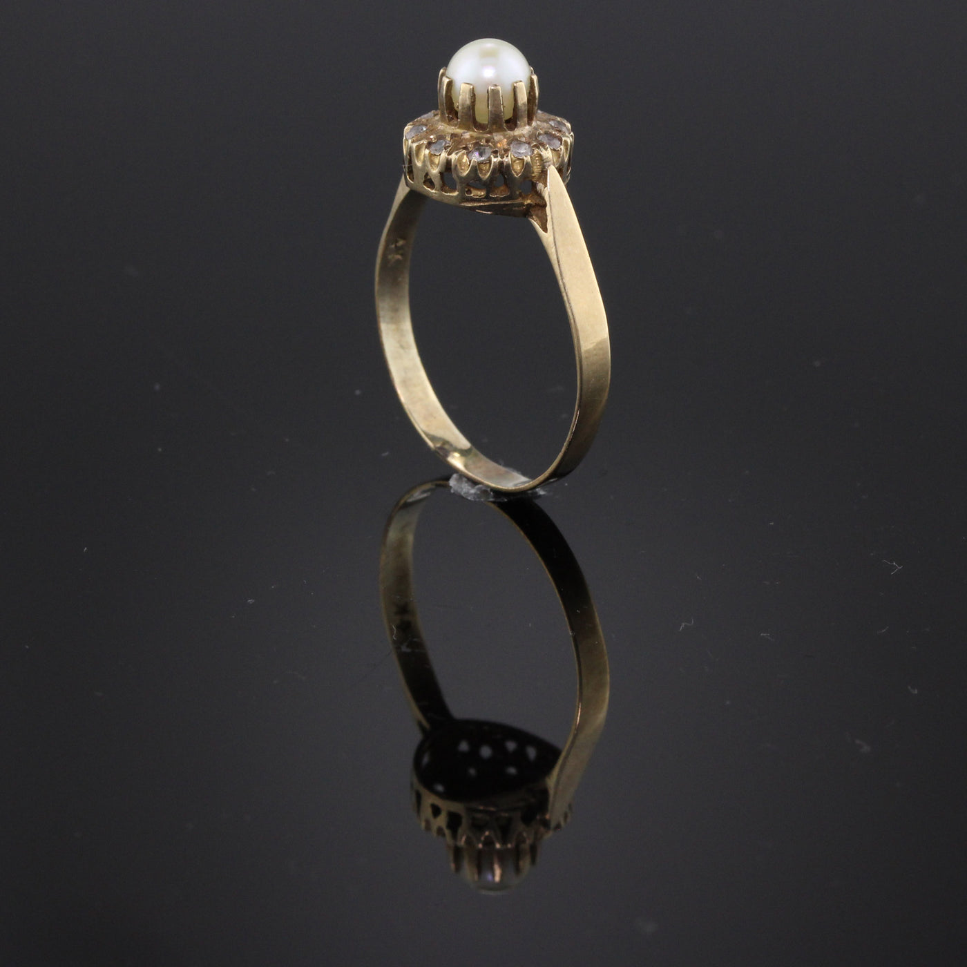 Antique Georgian 14K Yellow Gold Pearl & Paste Cluster Ring - The Antique Parlour
