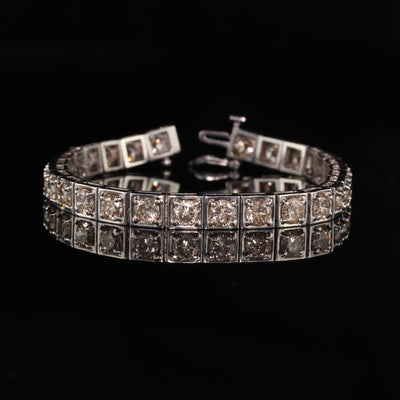 Vintage Estate 14K White Gold Brown Diamond Bracelet