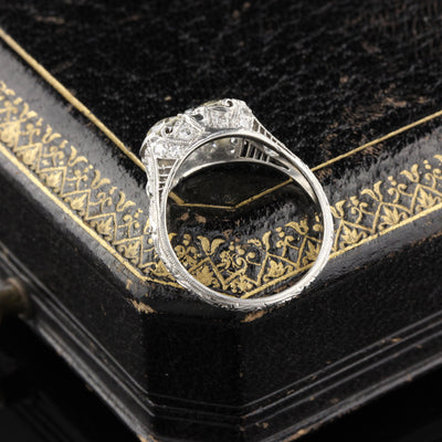Antique Art Deco Platinum Diamond 2-Stone Engagement Ring - The Antique Parlour