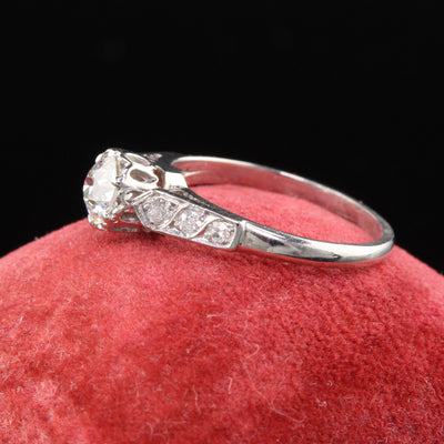Antique Edwardian Platinum Old European Cut Diamond Engagement Ring - The Antique Parlour