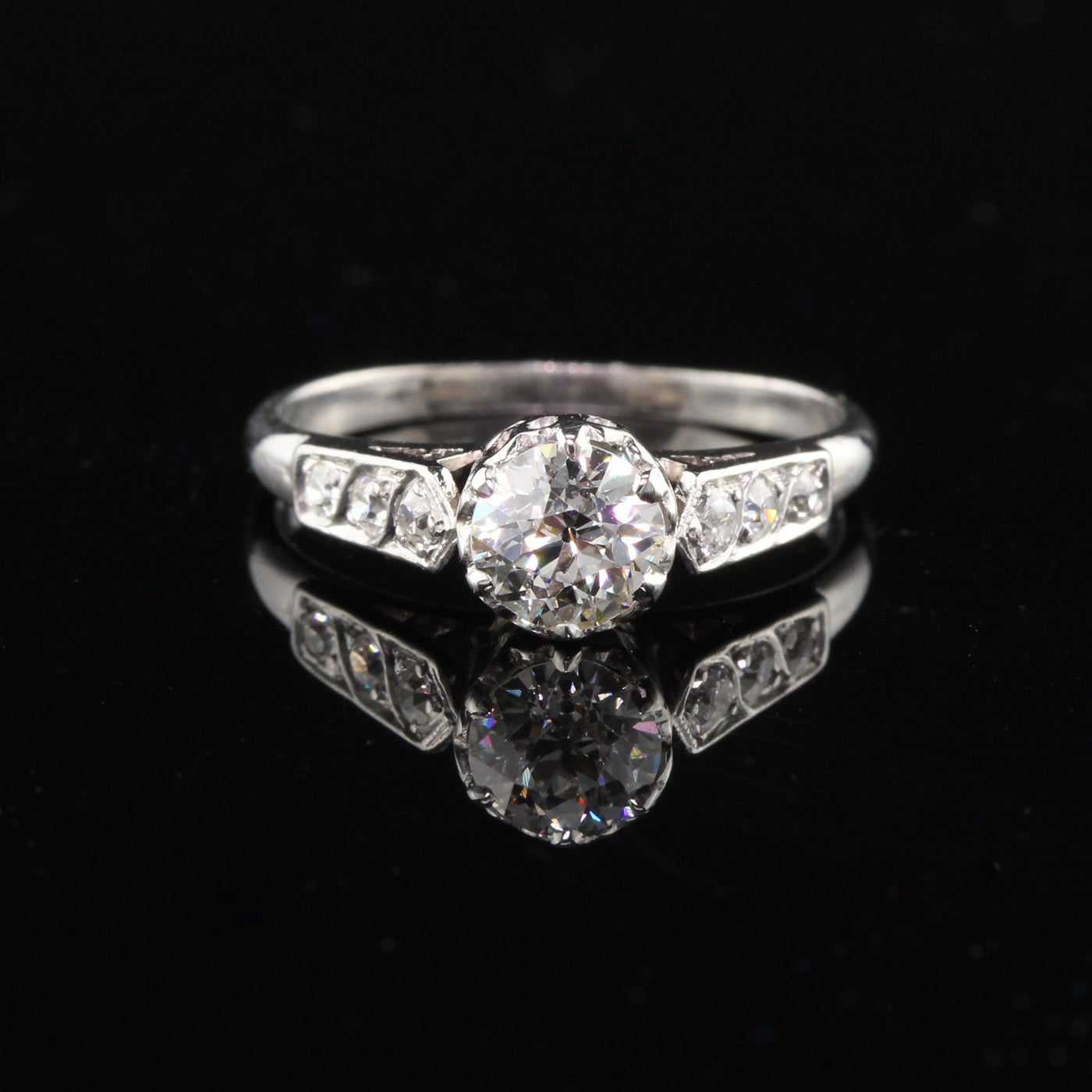 Antique Edwardian Platinum Old European Cut Diamond Engagement Ring - The Antique Parlour