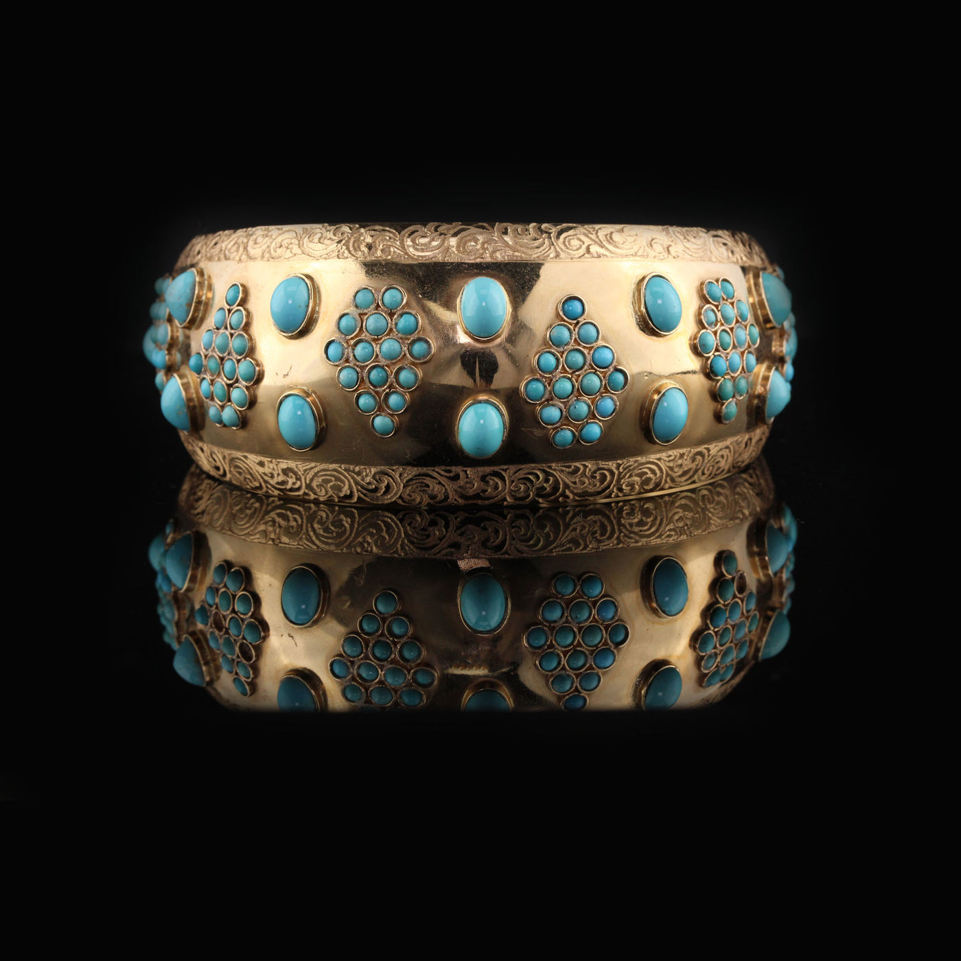 Antique 18K Yellow Gold & Turquoise Arm Cuff - The Antique Parlour