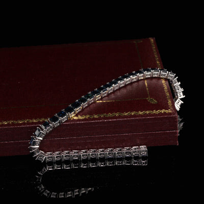Vintage Estate 18K White Gold Sapphire Bracelet