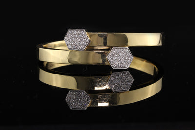 Vintage Estate 18K Two-Tone Gold Diamond Bangle Bracelet