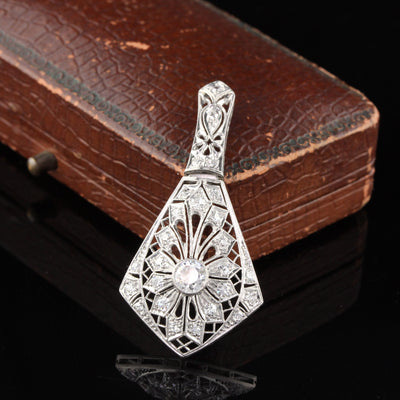 Antique Art Deco Platinum Diamond Pendant Necklace - The Antique Parlour