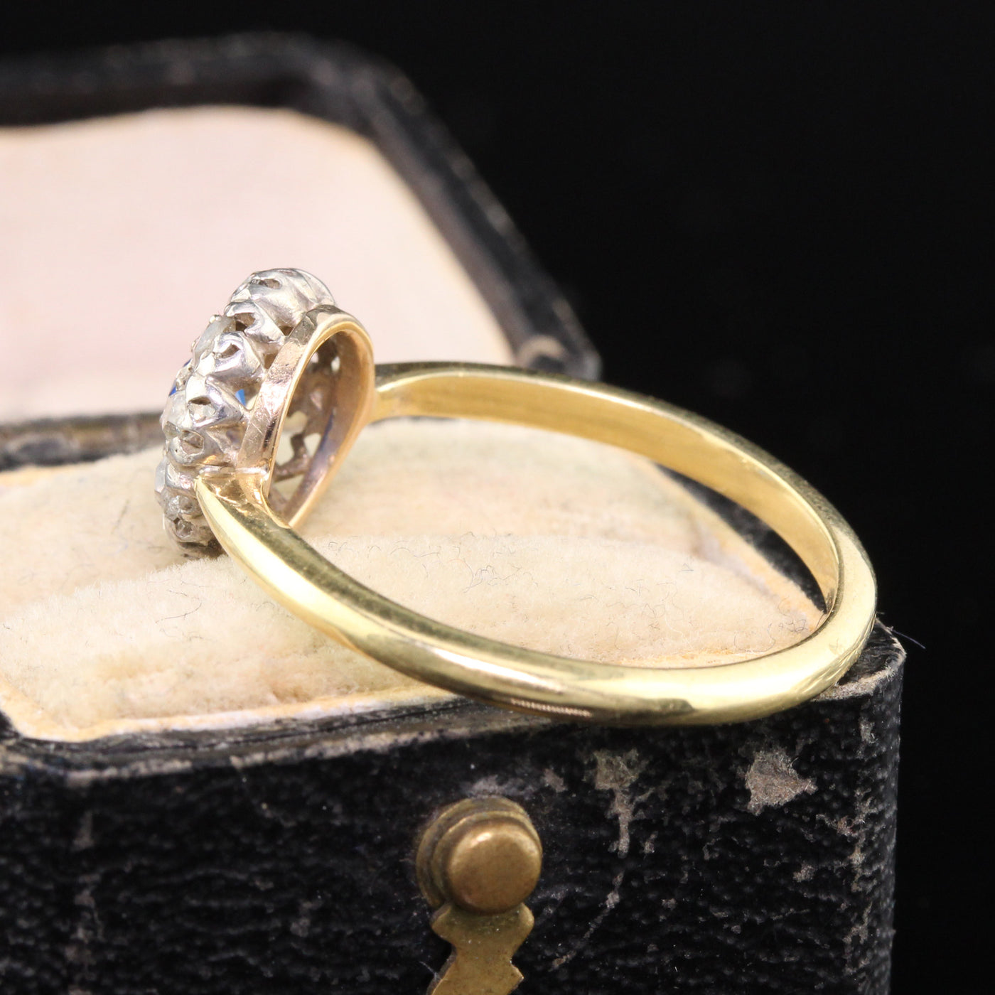 Antique Edwardian Yellow Gold Platinum Diamond Cluster Ring