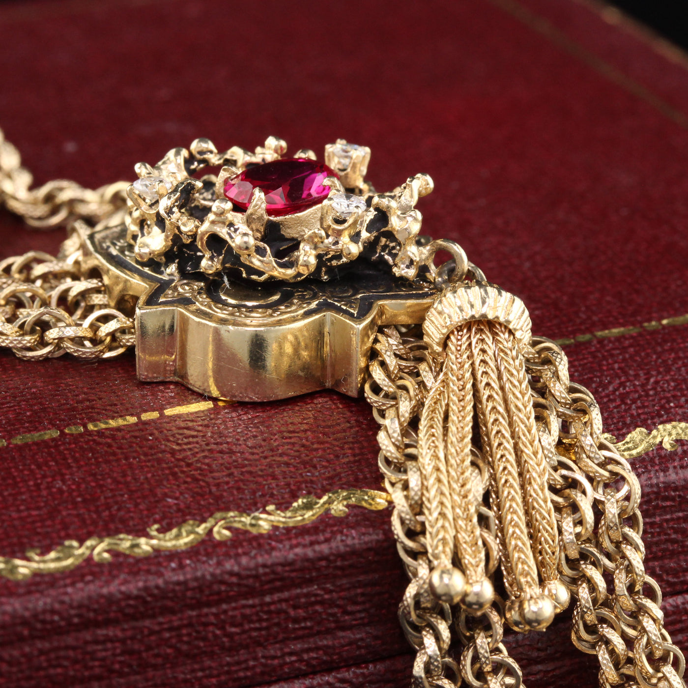 Victorian 14K Yellow Gold Diamond Necklace - The Antique Parlour