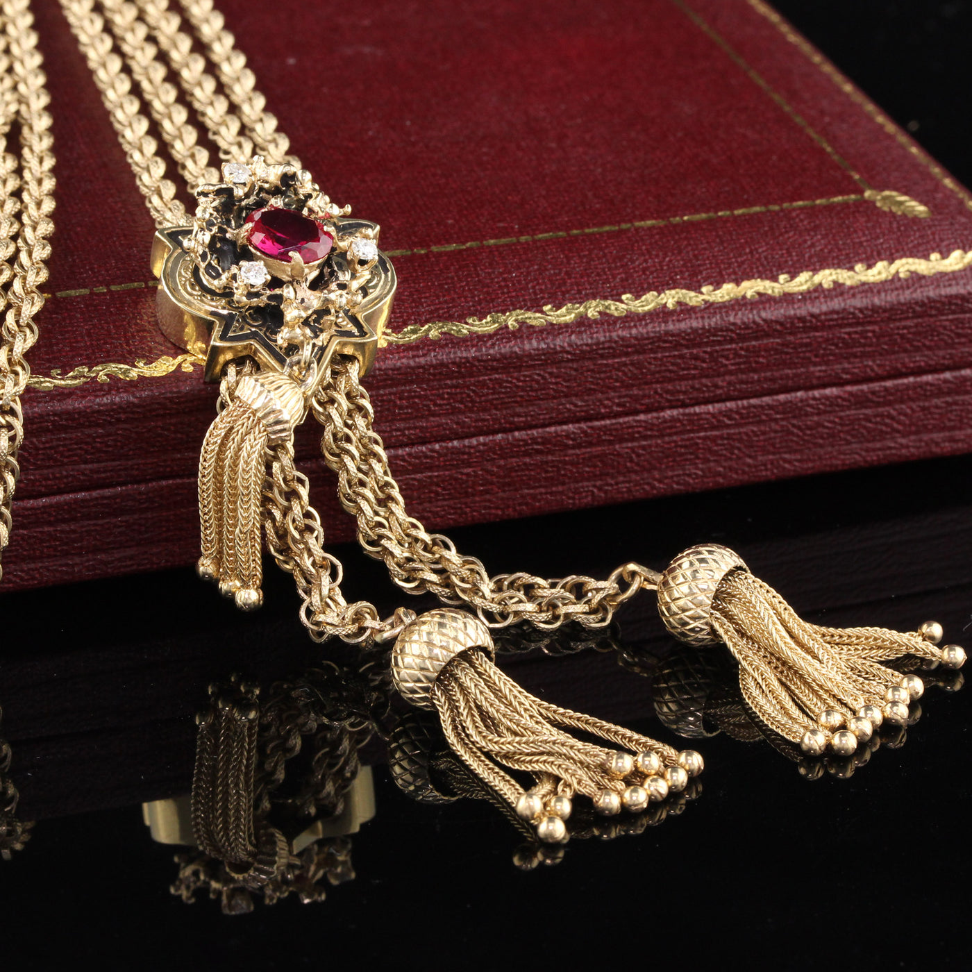 Victorian 14K Yellow Gold Diamond Necklace - The Antique Parlour