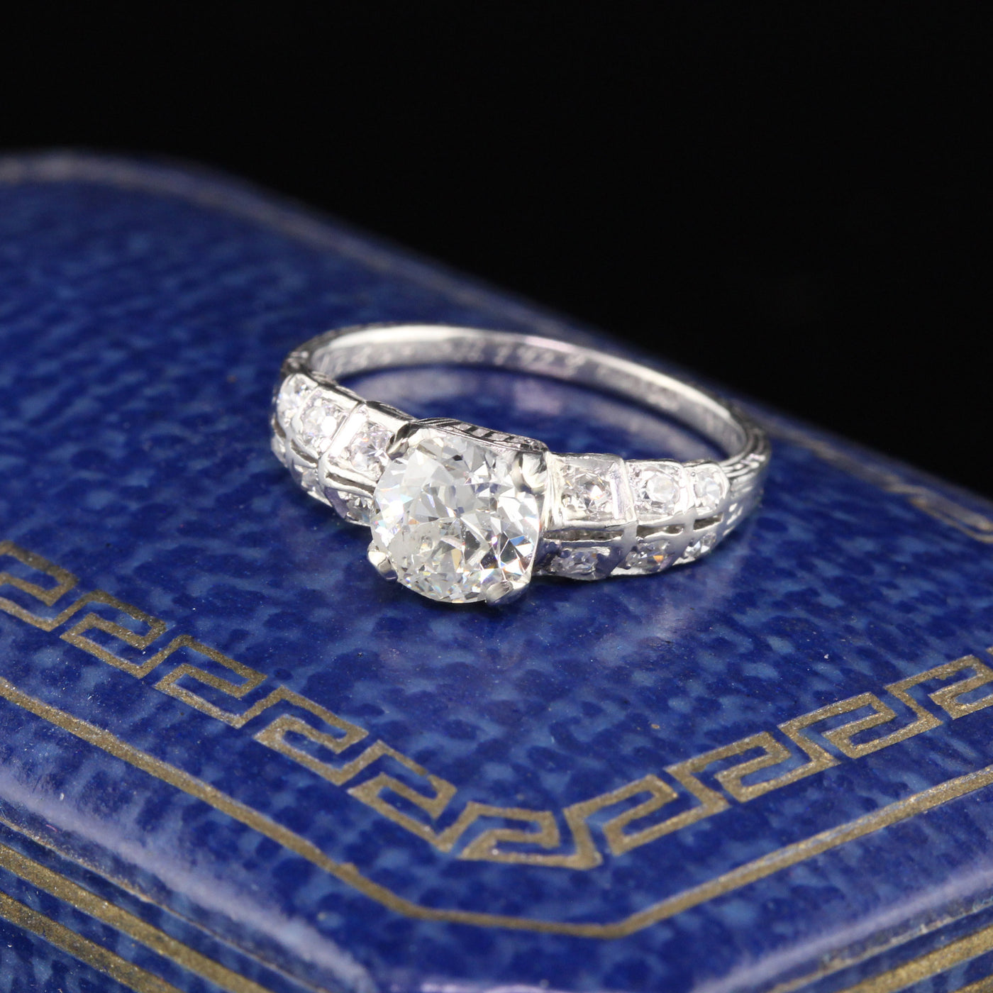 Antique Art Deco Platinum & Old European Cut Diamond Engagement Ring - The Antique Parlour