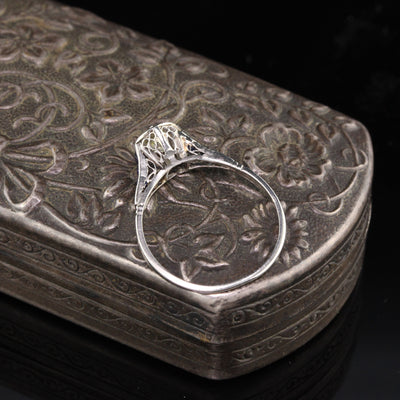 Antique Art Deco Platinum Diamond & Sapphire Engagement Ring - The Antique Parlour