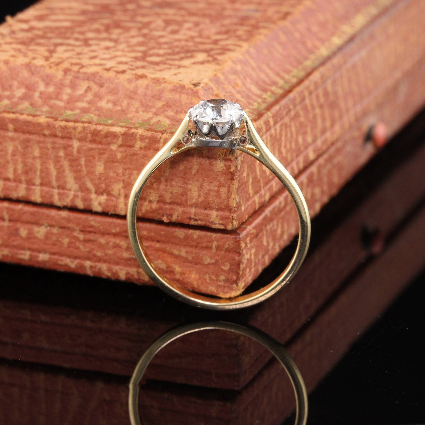 Antique Edwardian Yellow Gold Platinum Diamond Engagement Ring