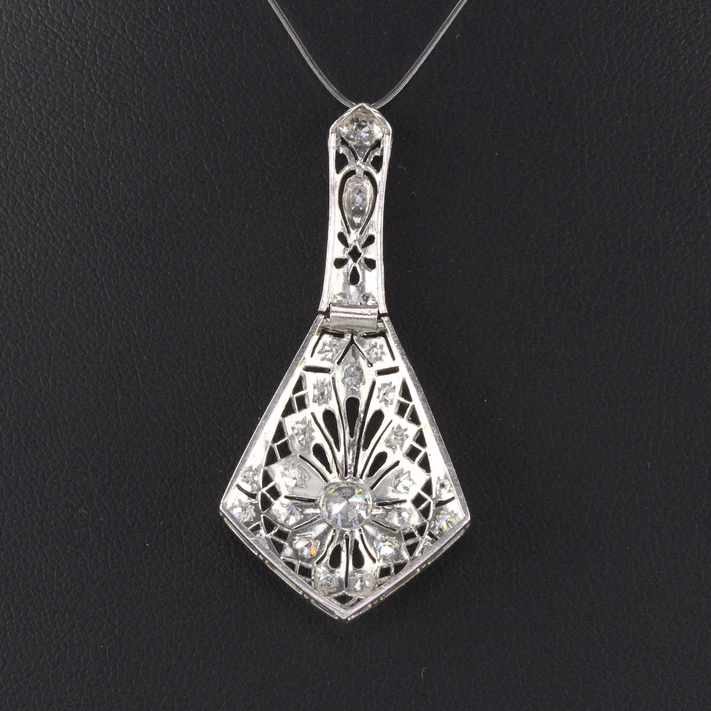 Antique Art Deco Platinum Diamond Pendant Necklace – The Antique Parlour
