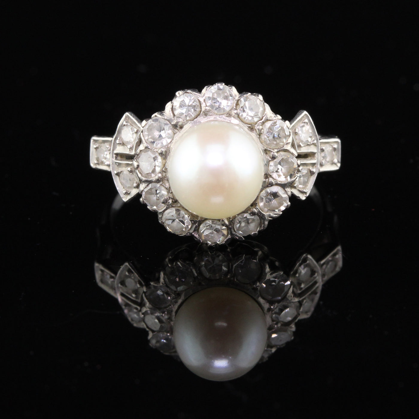 Antique Edwardian 18K White Gold, Platinum & Diamond Engagement Ring