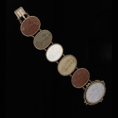 Antique Victorian Gold and Silver Lava Stone Cameo Bracelet - The Antique Parlour