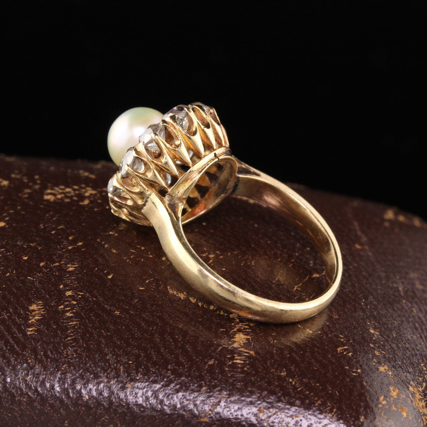 Antique Victorian 18K Yellow Gold Pearl & Diamond Cluster Ring - The Antique Parlour