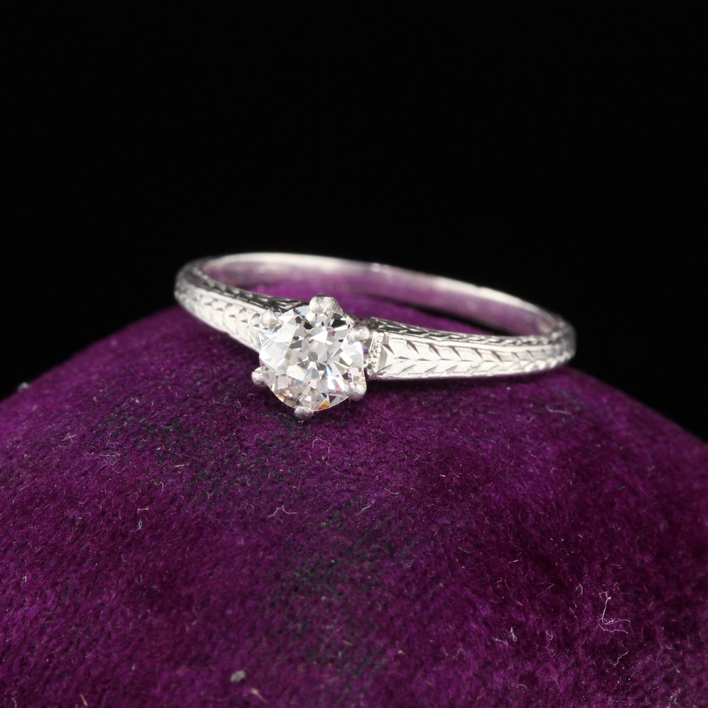 Antique Art Deco Platinum Diamond Engagement Ring - The Antique Parlour