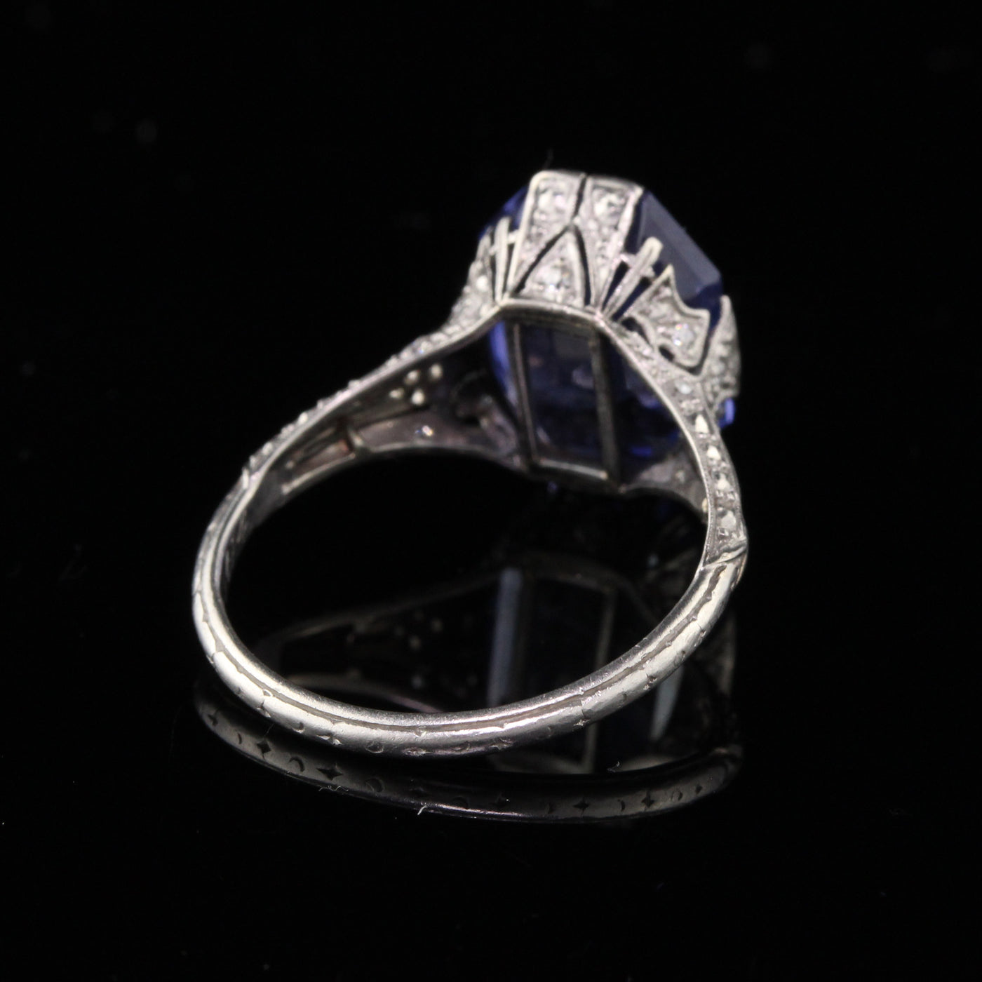 Circa 1914 - Antique Edwardian Platinum Ceylon Unheated Color Change Sapphire & Diamond Cocktail Ring - GIA!