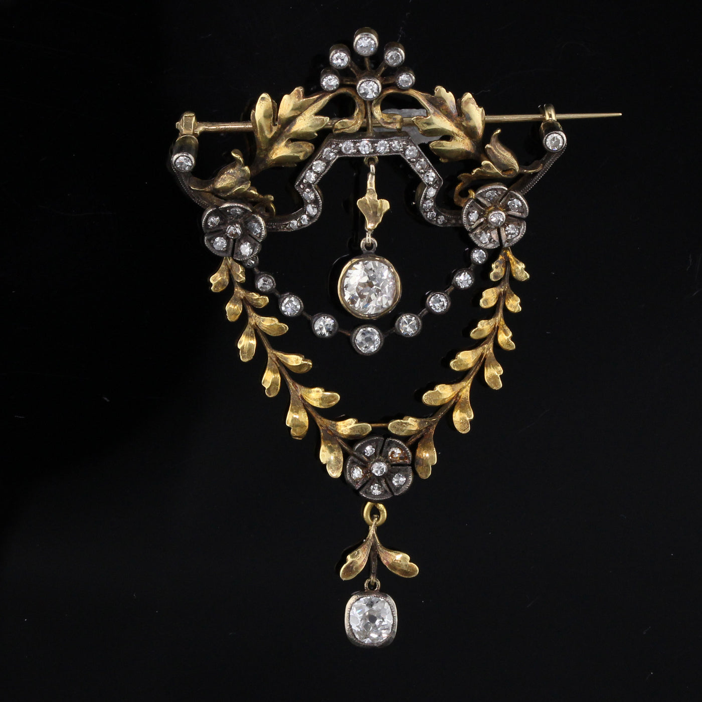 Antique Victorian 18K Yellow Gold & Diamond Pin Pendant - The Antique Parlour