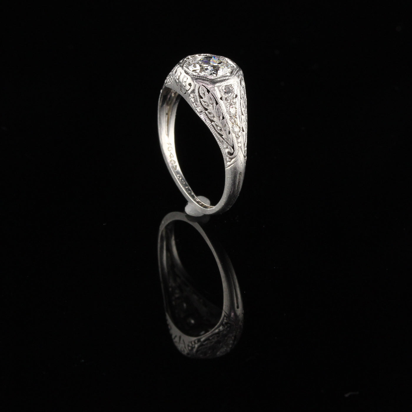 Antique Edwardian Platinum Cushion Cut Diamond Engagement Ring - GIA! - The Antique Parlour