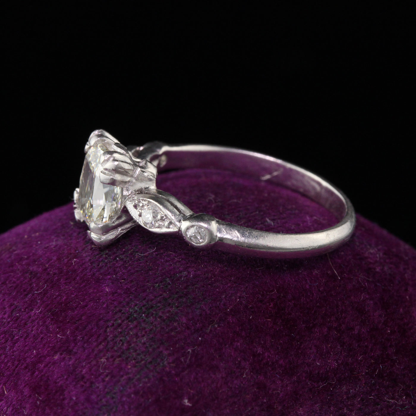 Antique Art Deco Platinum Old Cushion Cut Diamond Engagement Ring - The Antique Parlour