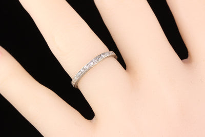 Circa 1928 - Antique Art Deco Platinum Diamond Half Eternity Band - Size 5 3/4