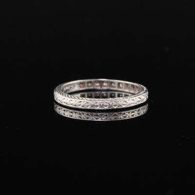 Circa 1928 - Antique Art Deco Platinum Diamond Half Eternity Band - Size 5 3/4