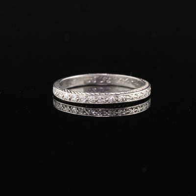 Circa 1928 - Antique Art Deco Platinum Diamond Half Eternity Band - Size 5 3/4