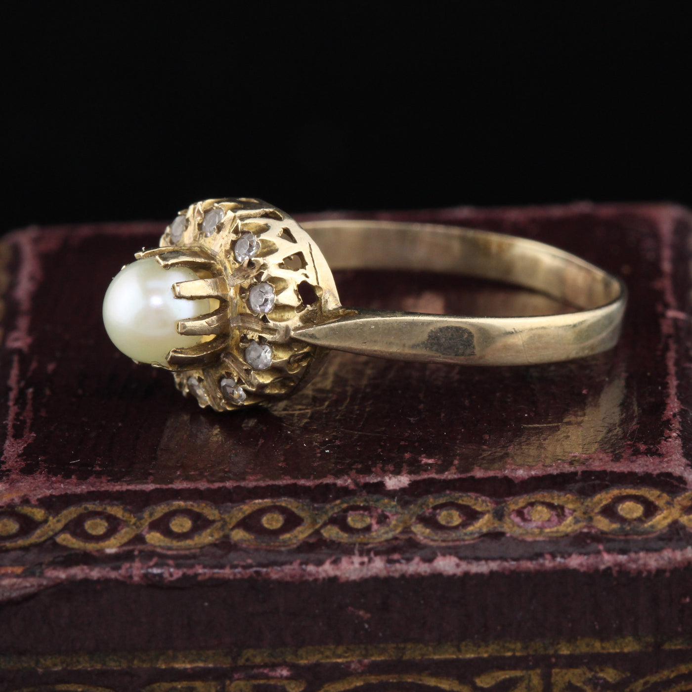 Extra Large Sunburst Antique Gold & Pearl Ring – Temple Of Kanchi