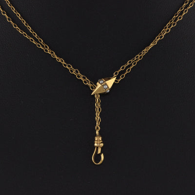 Victorian 10K Yellow Gold Seed Pearl Chain - The Antique Parlour
