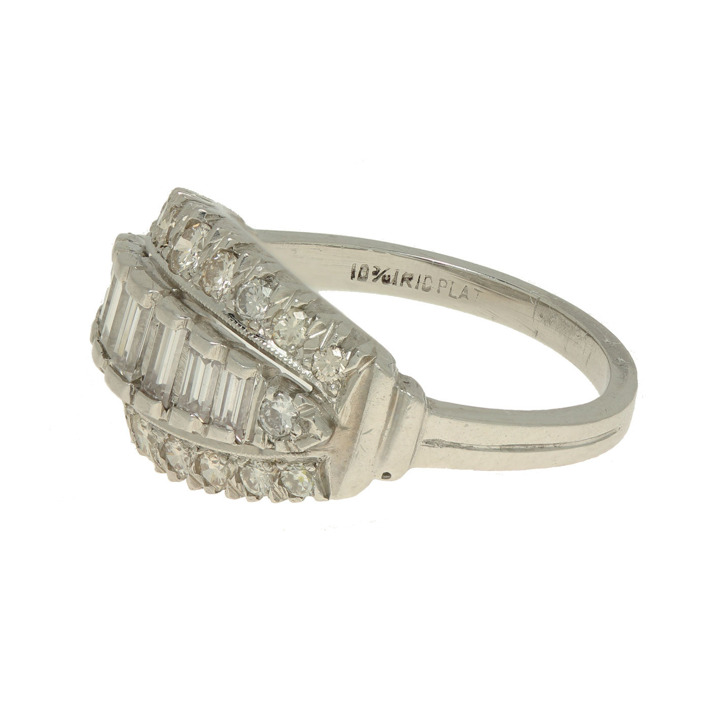 Estate Platinum Diamond Pave Baguette Ring - The Antique Parlour