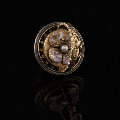 Antique Victorian 14K yellow gold enamel flower basket charm pendant
