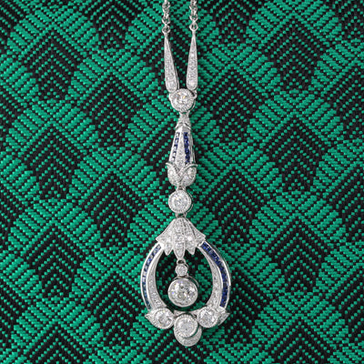 Buy Art Deco Style Emerald Diamond Pendant Necklace 18ct Gold 4ct of Diamond  Online in India - Etsy