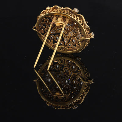 Antique Victorian 18K Yellow Gold & Diamond Pin Brooch - The Antique Parlour