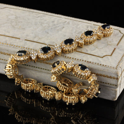 Vintage 14K Yellow Gold Diamond And Sapphire Bracelet