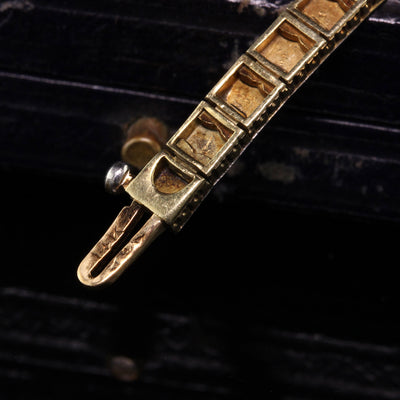 Antique Art Deco Allsopp and Allsopp 14K Yellow Gold Platinum Diamond and Sapphire Bracelet