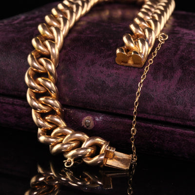 Antique Victorian 14K Yellow Gold Curb Link Chain Bracelet - 7 1/2 inches
