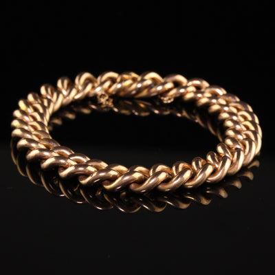 Antique Victorian 14K Yellow Gold Curb Link Chain Bracelet - 7 1/2 inches
