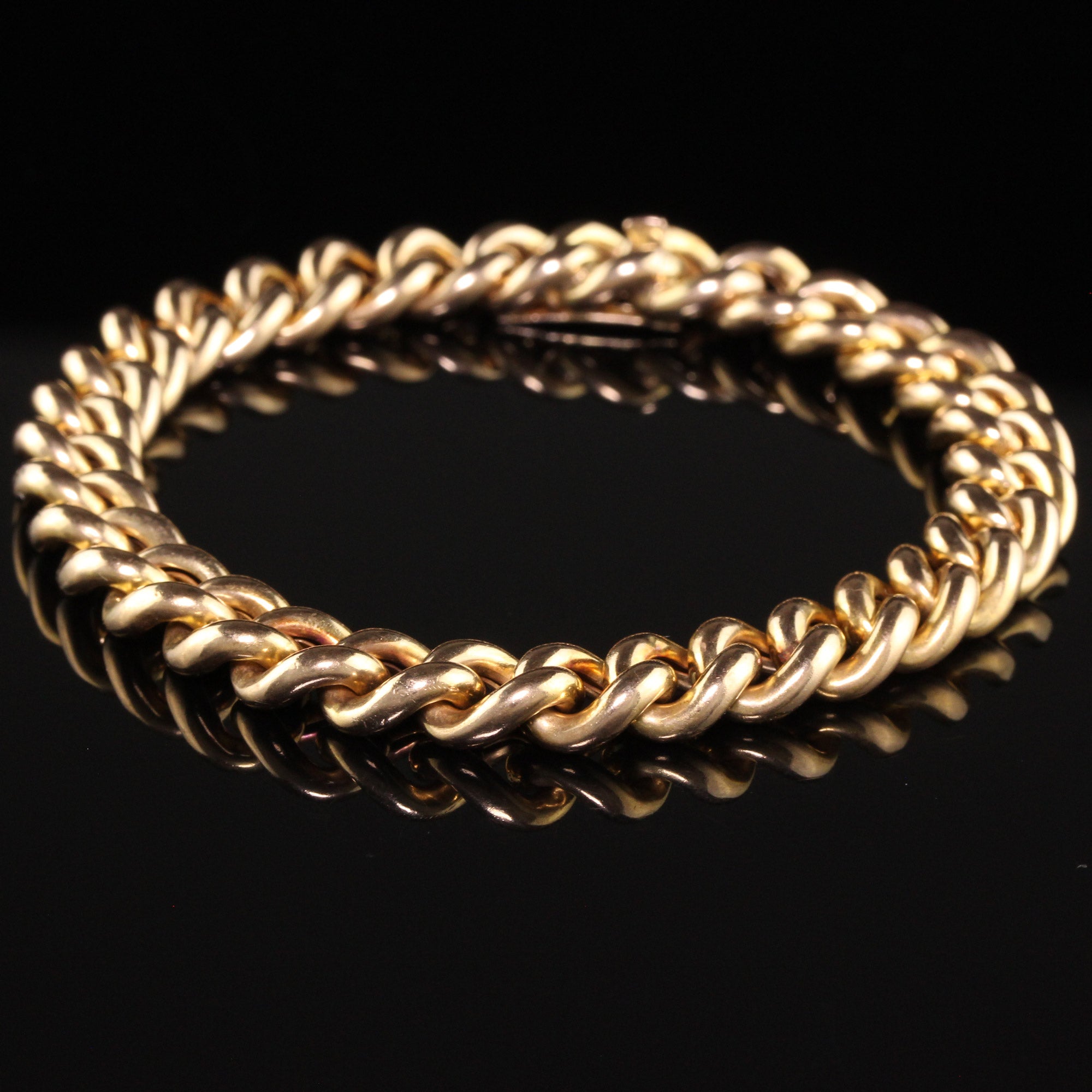 Antique Victorian 9K Yellow Gold Twist Chain Bracelet – The