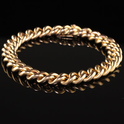 Antique Victorian 15K Yellow Gold Curb Link Chain Bracelet - 8 1/2 inches