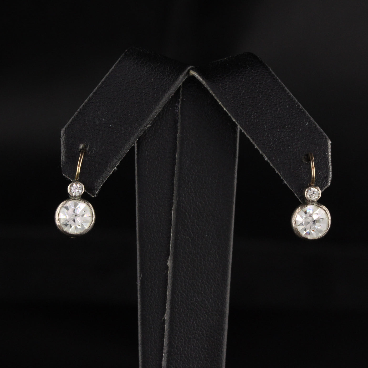 Antique Georgian 18K Yellow Gold and Silver Paste Drop Earrings