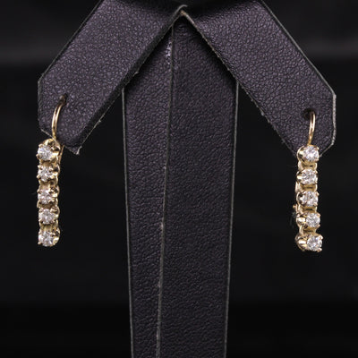 Vintage 14K Yellow Gold Diamond Drop Earrings