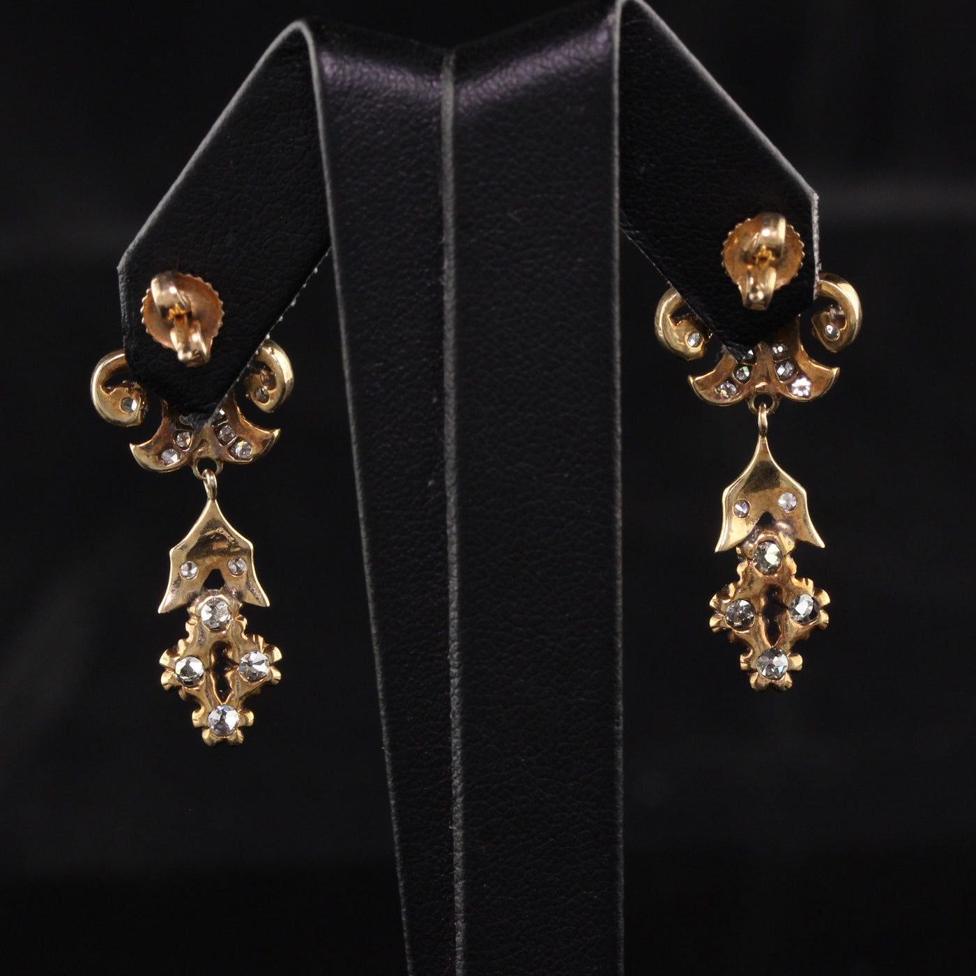 RESERVED - Layaway 4 of 4 - Antique Victorian 18K Yellow Gold Old Mine Diamond Drop Earrings