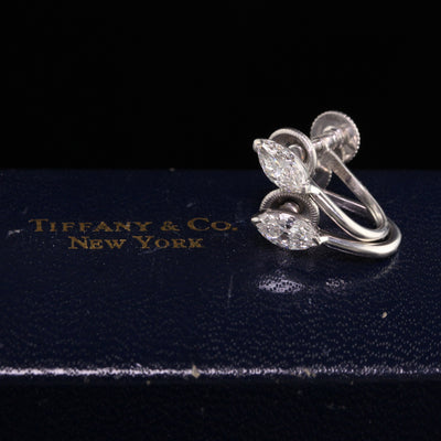 Art Deco Tiffany and Co Palladium Old Mine Marquise Diamond Earrings