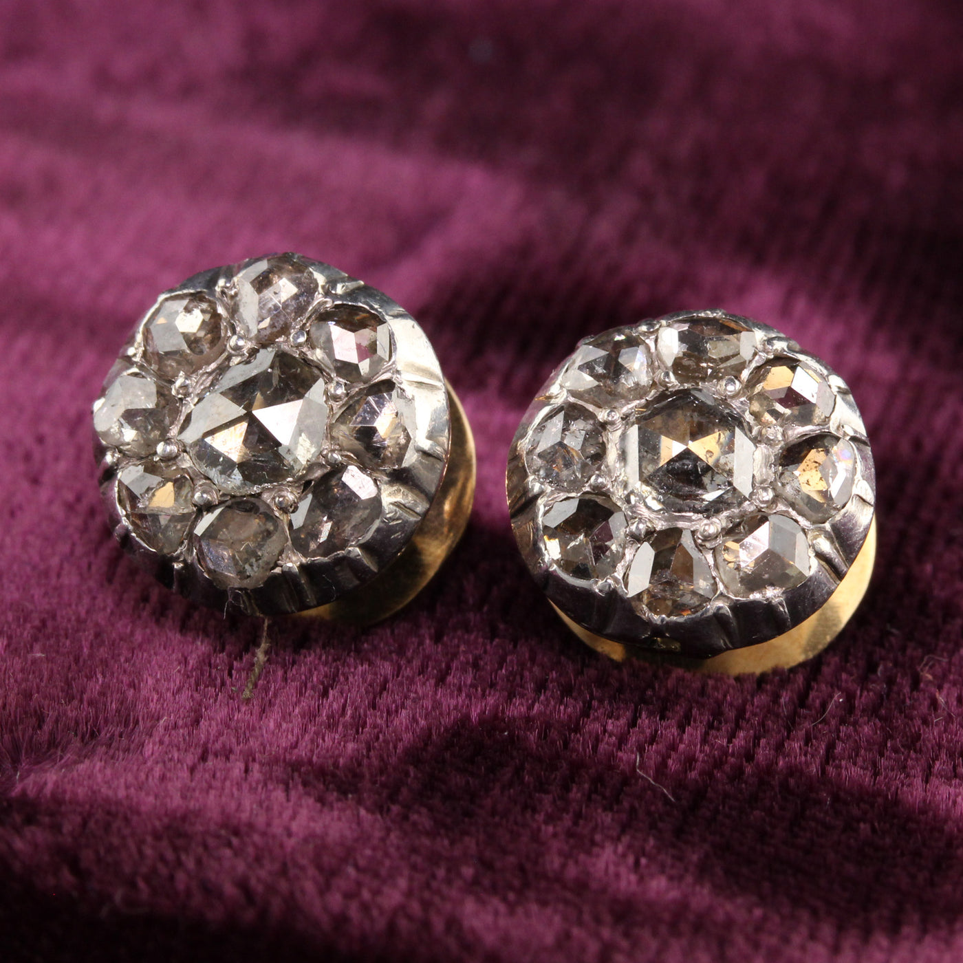 Antique Victorian 18K Yellow Gold Old Mine Rose Cut Diamond Earrings – The  Antique Parlour