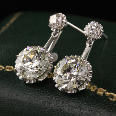 RESERVED - Payment 2 of 2 - Antique Art Deco Platinum Old European Diamond Diamond Drop Earrings