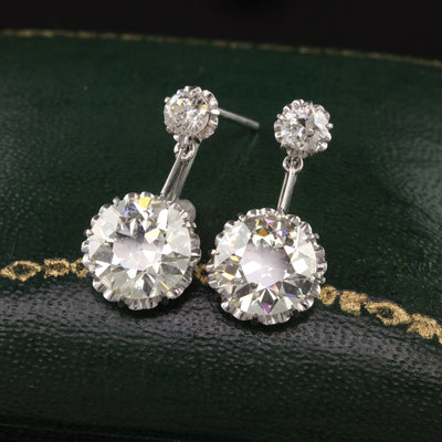 RESERVED - Payment 2 of 2 - Antique Art Deco Platinum Old European Diamond Diamond Drop Earrings