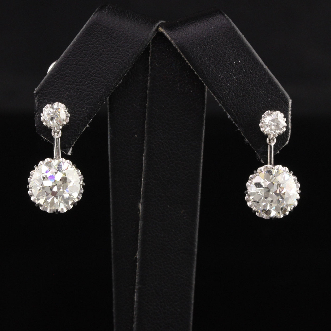 RESERVED - Payment 2 of 2 - Antique Art Deco Platinum Old European Diamond Diamond Drop Earrings