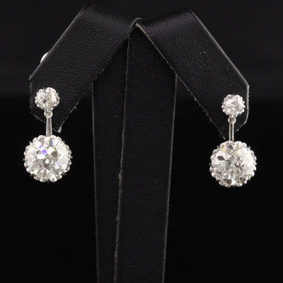 RESERVED - Payment 2 of 2 - Antique Art Deco Platinum Old European Diamond Diamond Drop Earrings