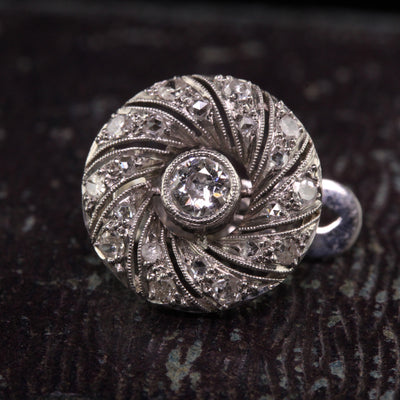 Antique Art Deco Platinum Old European and Rose Cut Diamond Earrings