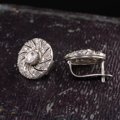 Antique Art Deco Platinum Old European and Rose Cut Diamond Earrings